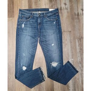 Rag & Bone Dre Women’s Sz 29 Distressed Medium Wash Raw Hem Jeans